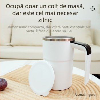 LEC cană de cafea cu afișaj digital al temperaturii, 380 ml, mini electrică, amestecare automată, încărcare USB, cană magnetică pentru ceai