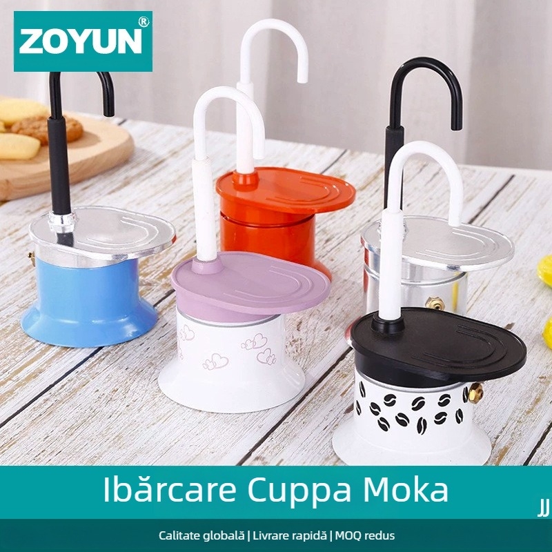 Moka pot din aliaj de aluminiu, 50 ml, portabil pentru exterior, mini fierbător de cafea pentru o ceașcă, personalizabil