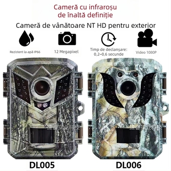 Cameră de vânătoare pentru exterior, infraroșu, înregistrare HD, detecție mișcare/urmărire, suport card de memorie, LCD 2.0