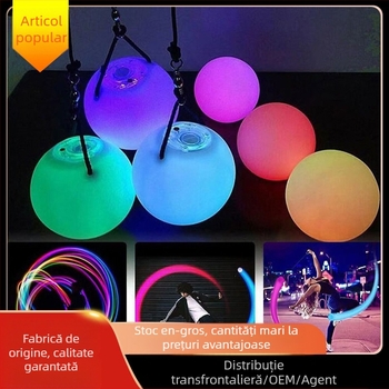 Recuzită de dans cu LED luminoasă – minge LED, activată prin buton, PVC, construcție semi-manuală, minge tip flash, logo imprimat