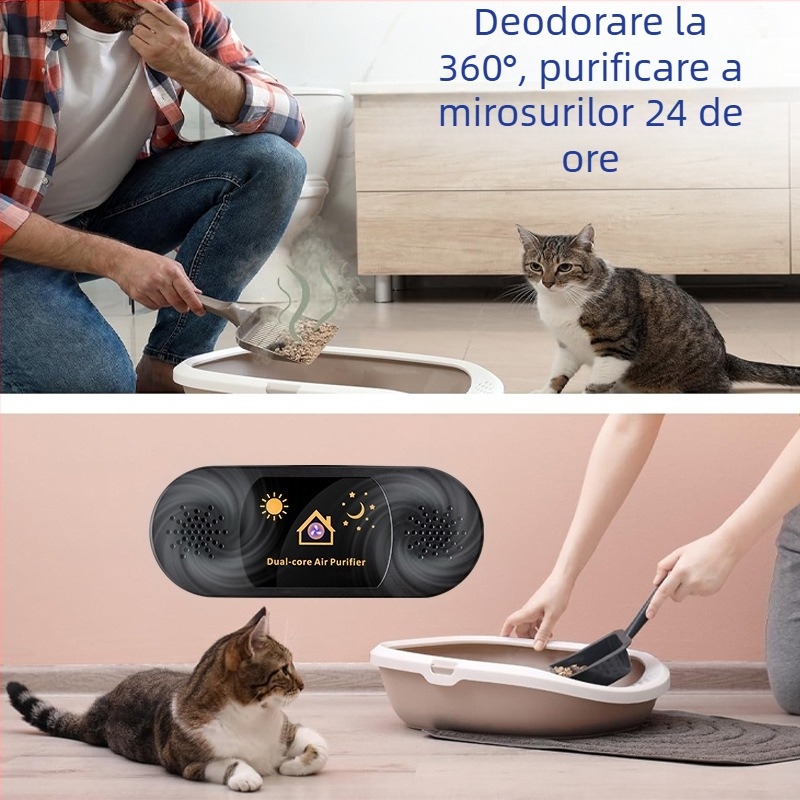 Purificator USB cu ioni negativ, plasmă și ozon – dual-core pentru animale de companie, funcționare silențioasă, potrivit pentru 11–20 m²
