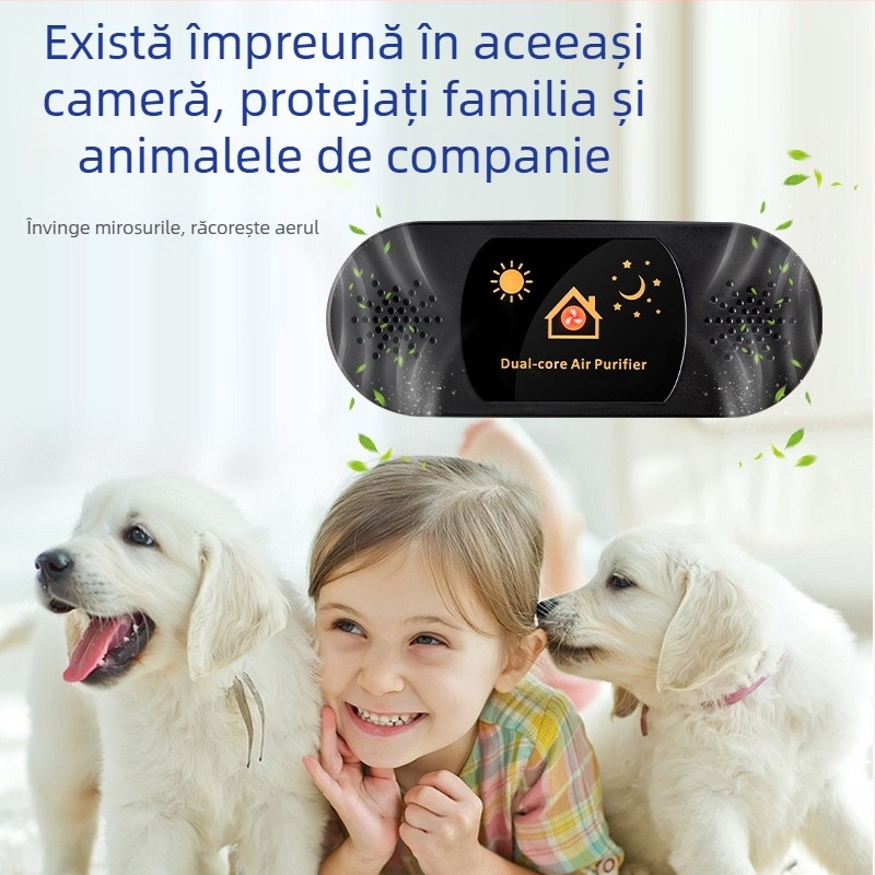 Purificator USB cu ioni negativ, plasmă și ozon – dual-core pentru animale de companie, funcționare silențioasă, potrivit pentru 11–20 m²