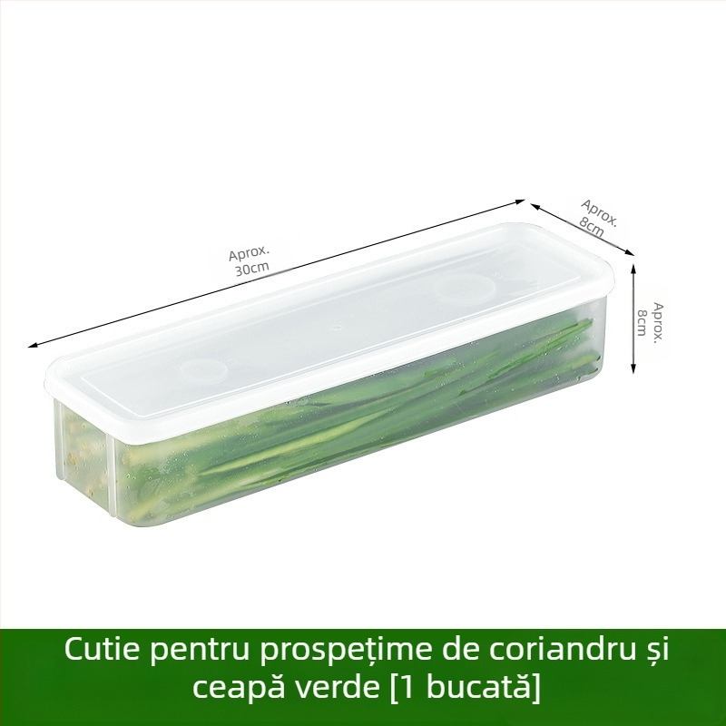 Cutie de depozitare în frigider pentru coriandru și ceapă verde — stil nordic, metal argintiu, formă neconvențională