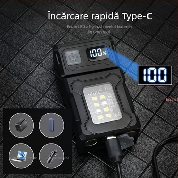 Lumină de lucru LED, 10W, încărcare, rază până la 200 m, protecție la supraincarcare