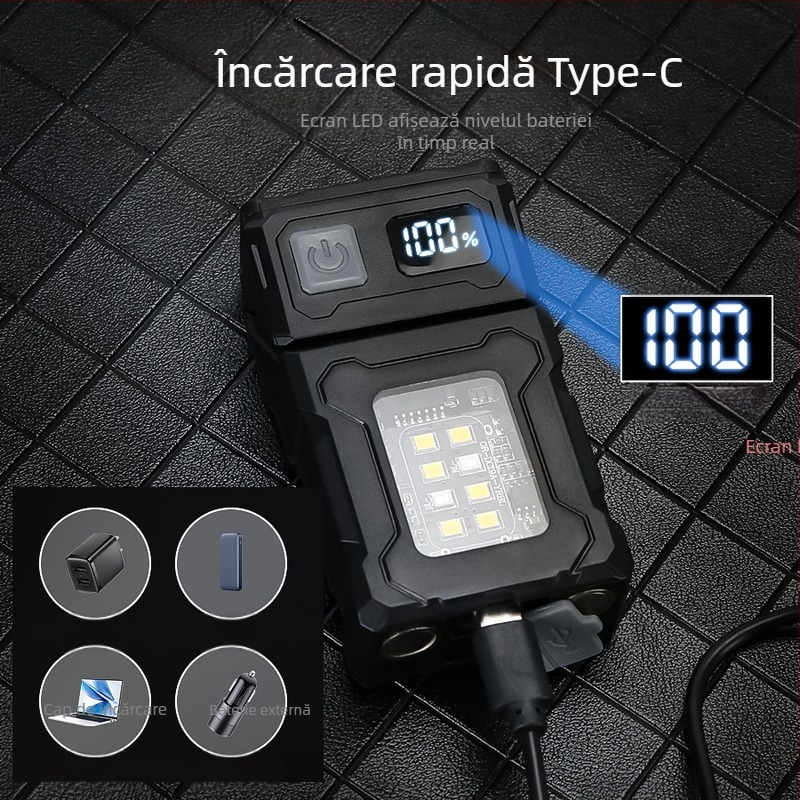Lumină de lucru LED, 10W, încărcare, rază până la 200 m, protecție la supraincarcare