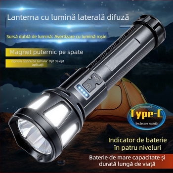 SW Lanternă laser pentru exterior, 10W, 1800mAh, rază 200–500m, autonomie 4–6h, reîncărcabilă