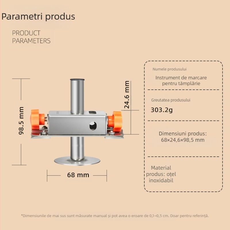 Instrument de trasare a liniilor pentru tâmplărie, din oțel inoxidabil, multifuncțional