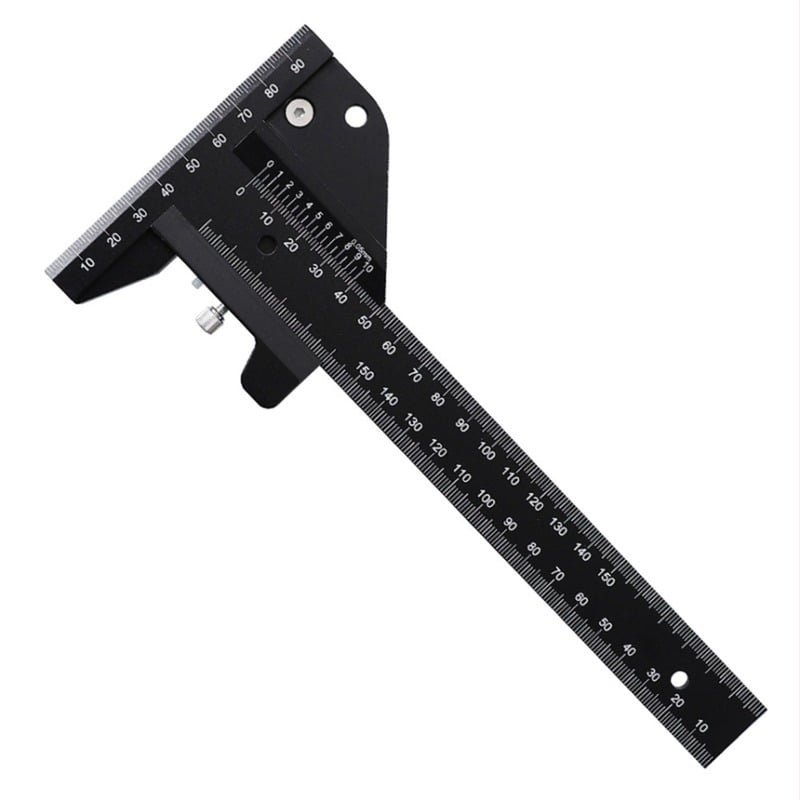 Riglă de marcaj multifuncțională pentru tâmplărie, aliaj de aluminiu, riglă în formă de T, model 210/280, precizie 0,05 mm