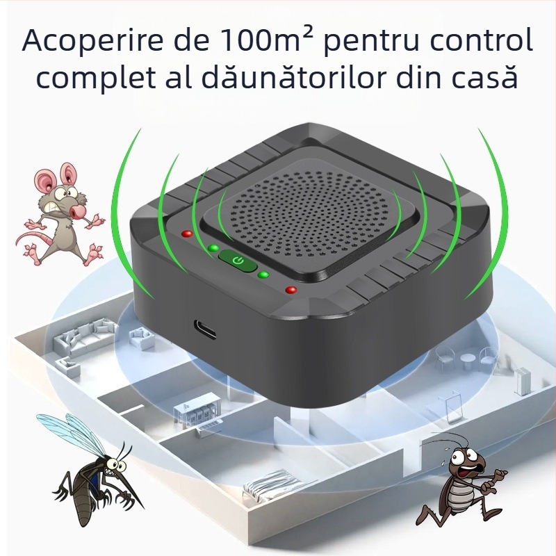 Repelent ultrasonic automat pentru rozătoare și păsări, aparat pentru uz casnic, model 826A, 5V, 4-24 kHz, 5W