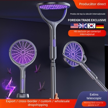 Lopată electrică pentru țânțari cu extensie telescopică, încărcare USB, plasă din aluminiu, capcana UV, acoperire 11-20㎡