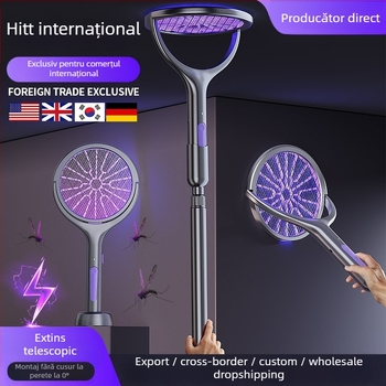 Lopată electrică pentru țânțari cu extensie telescopică, încărcare USB, plasă din aluminiu, capcana UV, acoperire 11-20㎡