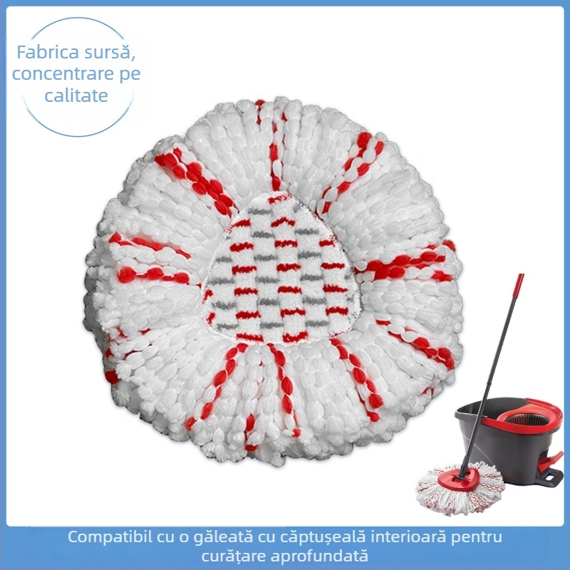 Cap de mop cu căptușire pentru curățare profundă, cap de schimb cu atașament triunghiular rotativ, incluse 20 de cârpe din fibre, lansat iarna 2023