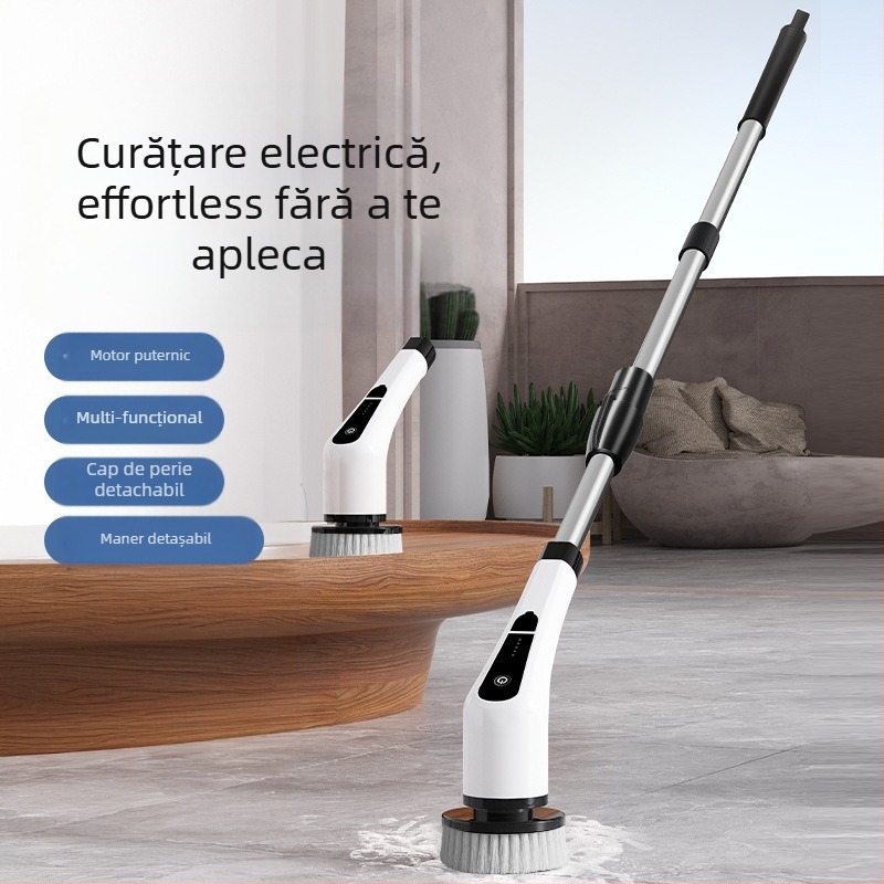 Perie electrică multifuncțională de curățare, perie pentru podea, reîncărcabilă USB, operare mecanică, model 906, autonomie sub 2 ore