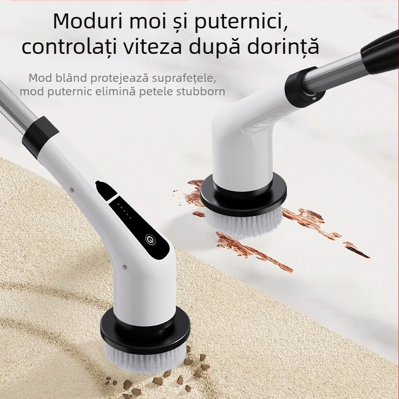 Perie electrică multifuncțională de curățare, perie pentru podea, reîncărcabilă USB, operare mecanică, model 906, autonomie sub 2 ore