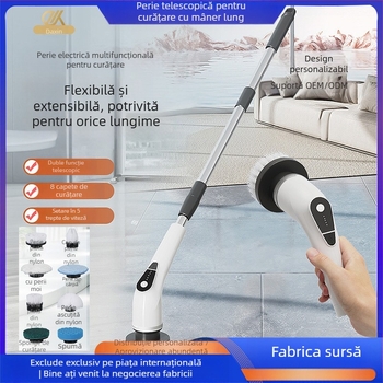 Perie electrică de curățare pentru casă, bucătărie și baie – dual-use, perie lungă și scurtă, manuală, reîncărcabilă, wireless și portabilă; model 9NI1, 25W, 5V, 50Hz