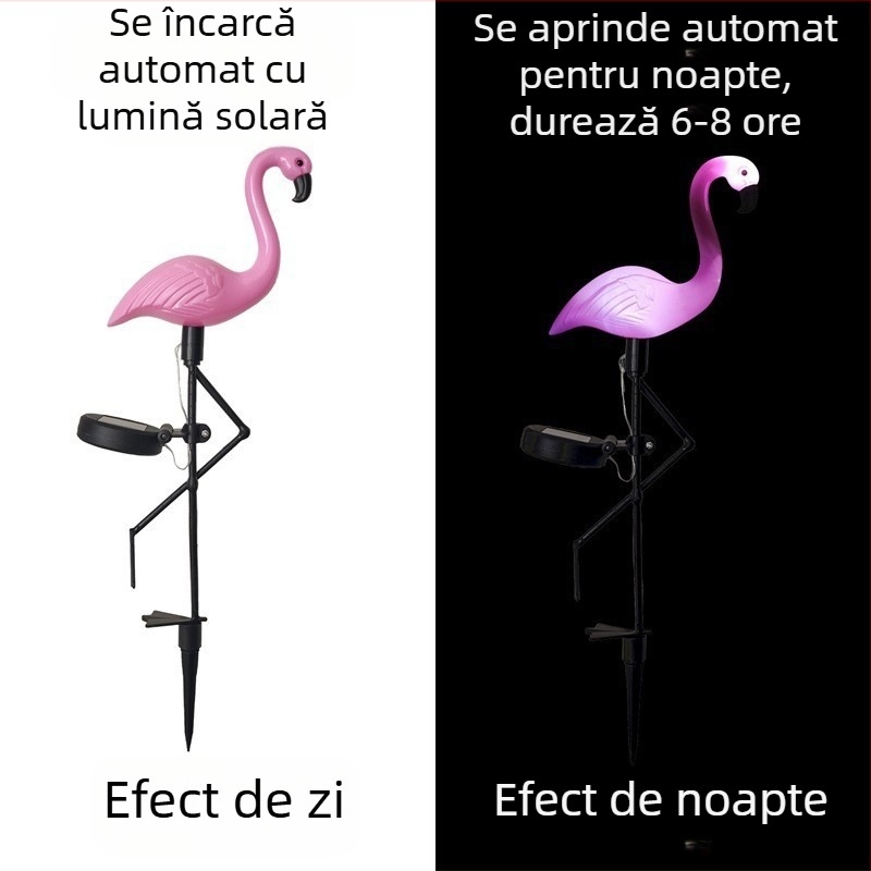 LX-HLN Flamingo lampă solară pentru grădină – LED, IP55, 0.05W, 1.2V, iluminare continuă 6–12h