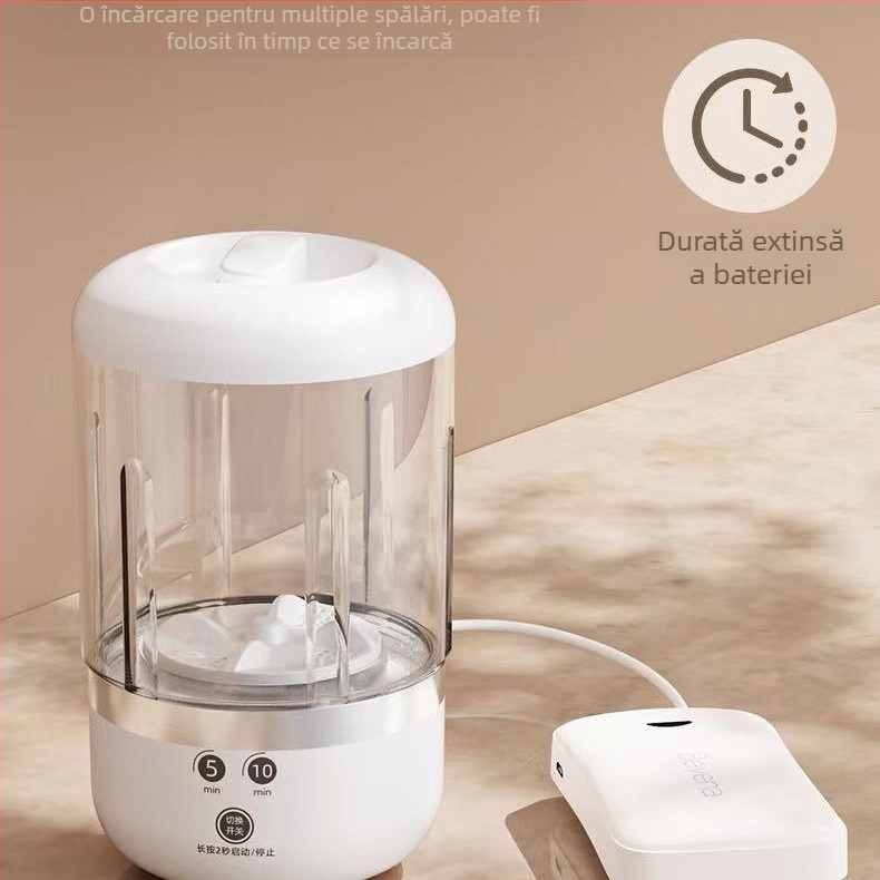Mașină de spălat mini pentru lenjerie intimă – alimentare USB, 7.4V, 450 RPM, sub 2 ore, funcționare mecanică
