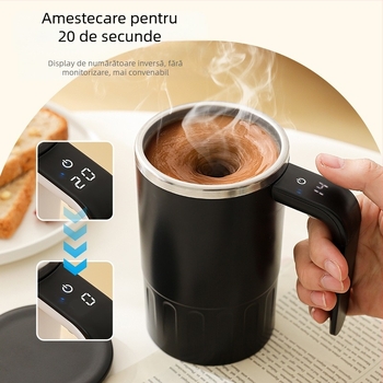 Cană shaker din oțel inoxidabil cu motor electric pentru pudră de proteine — cană de cafea portabilă (320 g, oțel inoxidabil, motor electric, imprimare logo disponibil)