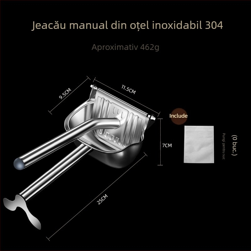 Storcător manual de fructe și legume — portabil pentru camping, detașabil, din oțel inoxidabil 304, multifuncțional, storcător de lămâi