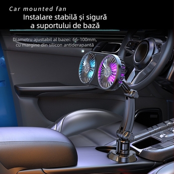 Ventilator auto cu suport pentru pahar multifuncțional, carcasă din ABS, modelul 9056, pentru panoul de bord, personalizare disponibilă