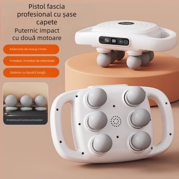 Masaj fascia cu 6 capete pentru întreg corpul, motor cu perii, baterie încorporată 2000–4000 mAh, 5+ viteze, zgomot 36–45 dB