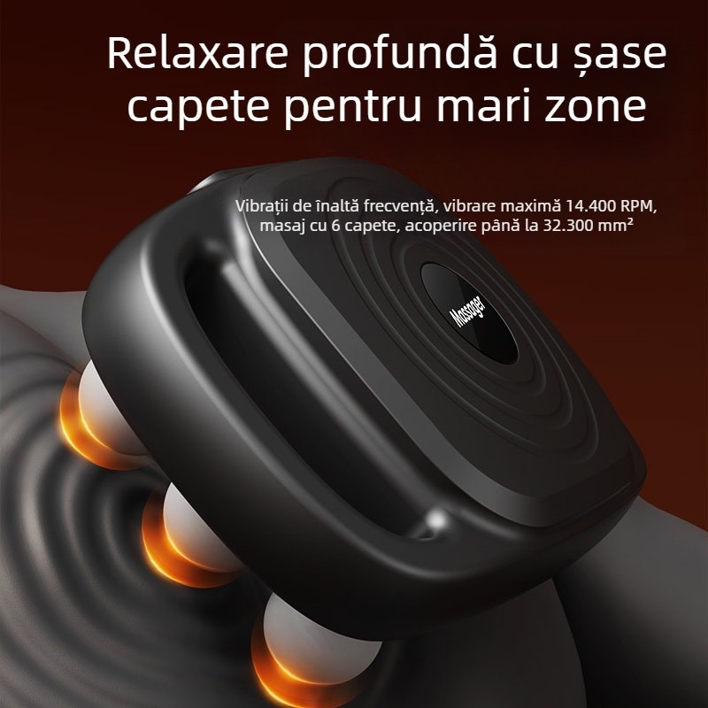 Masaj fascia cu 6 capete pentru întreg corpul, motor cu perii, baterie încorporată 2000–4000 mAh, 5+ viteze, zgomot 36–45 dB
