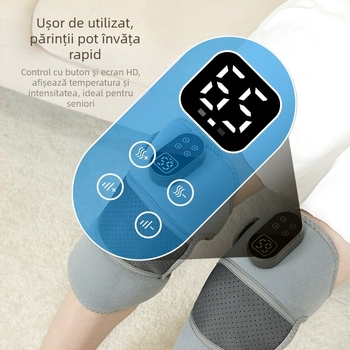 Masaj pentru genunchi cu încălzire și vibrații, 5V, 7W, temperatură 46–65°C, 3 niveluri de control