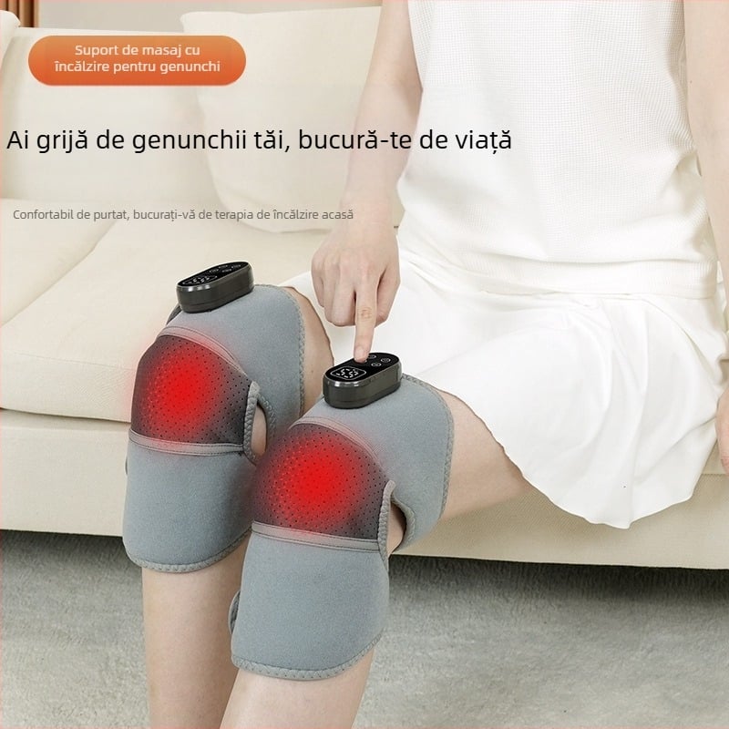 Masaj pentru genunchi cu încălzire și vibrații, 5V, 7W, temperatură 46–65°C, 3 niveluri de control