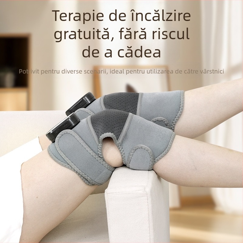 Masaj pentru genunchi cu încălzire și vibrații, 5V, 7W, temperatură 46–65°C, 3 niveluri de control