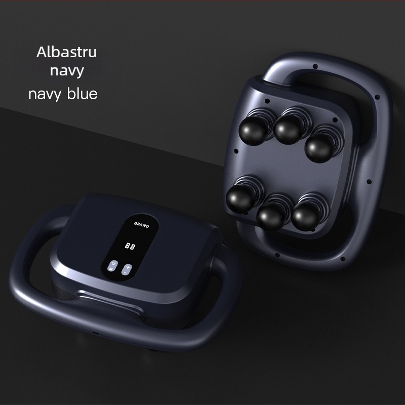 Masaj fascia cu șase capete – motor cu perii, ecran LCD, reglaj pe mai multe niveluri, oprire inteligentă, baterie încorporată 1200–2000mAh, autonomie 3–6 h, zgomot 36–45 dB