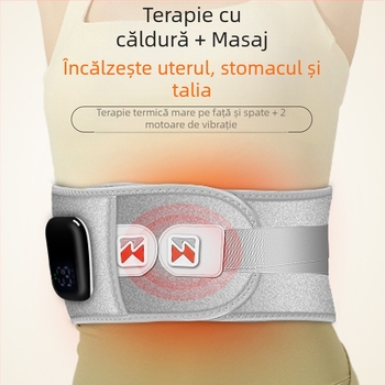 Bandă fără fir cu încălzire și vibrații pentru talie, terapie cu lumină roșie, alimentare USB, 3 viteze, 8+ capete de masaj, compresie caldă