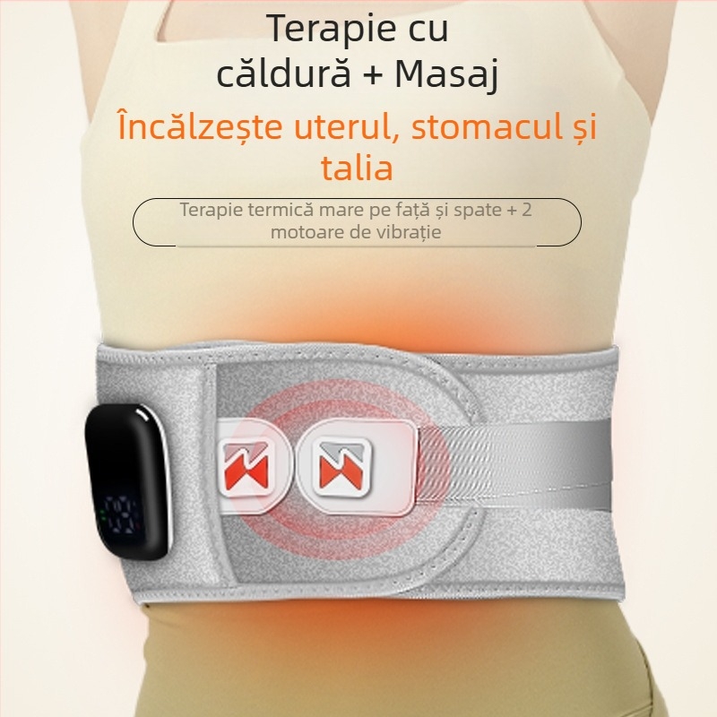 Bandă fără fir cu încălzire și vibrații pentru talie, terapie cu lumină roșie, alimentare USB, 3 viteze, 8+ capete de masaj, compresie caldă