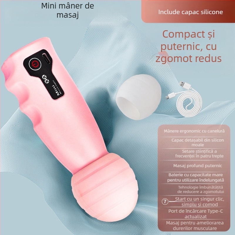 Fascia gun pentru femei, reîncărcabil – masaj portabil mini pentru gât, motor cu peri, 4 trepte, 1 cap, baterie încorporată 500–800 mAh, autonomie 0–1 h