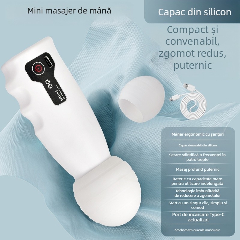 Fascia gun pentru femei, reîncărcabil – masaj portabil mini pentru gât, motor cu peri, 4 trepte, 1 cap, baterie încorporată 500–800 mAh, autonomie 0–1 h