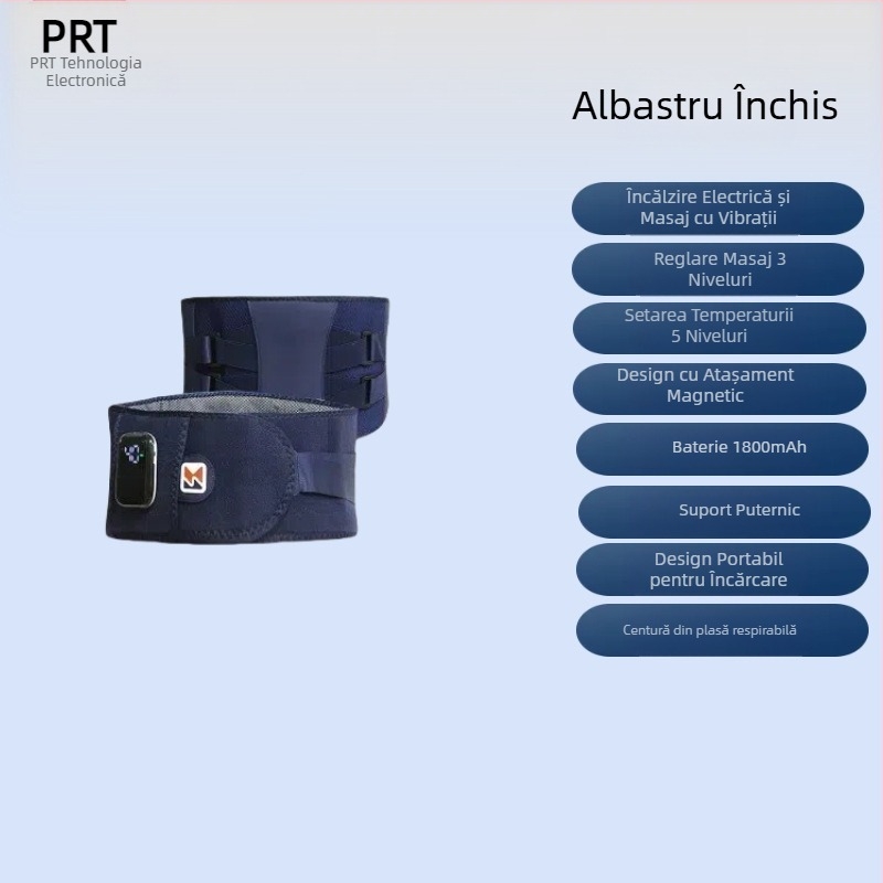 Masaj pentru talie fără fir cu alimentare USB, control tip computer, 3 trepte, vibrație și compresie caldă, 8+ capete de masaj, suport cu placă din oțel încălzită, lansare 2024