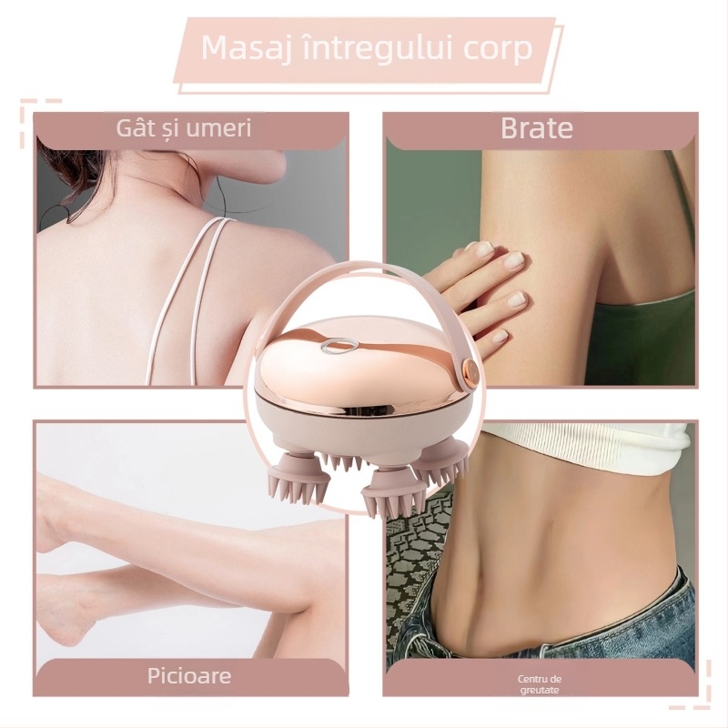 Dispozitiv de masaj pentru cap cu masaj de frământare, baterie reîncărcabilă, control prin buton, GX-610