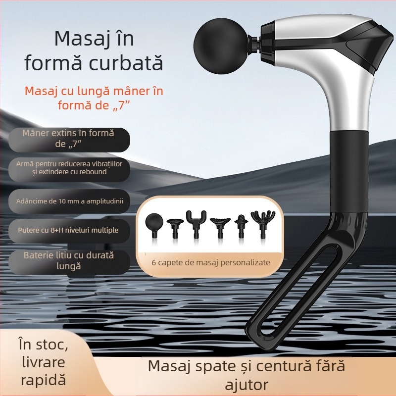 Masaj fascial cu atașament pentru gât, vibrații de înaltă frecvență, 6 capete de masaj, afișaj LCD, 5+ viteze, zgomot sub 36 dB