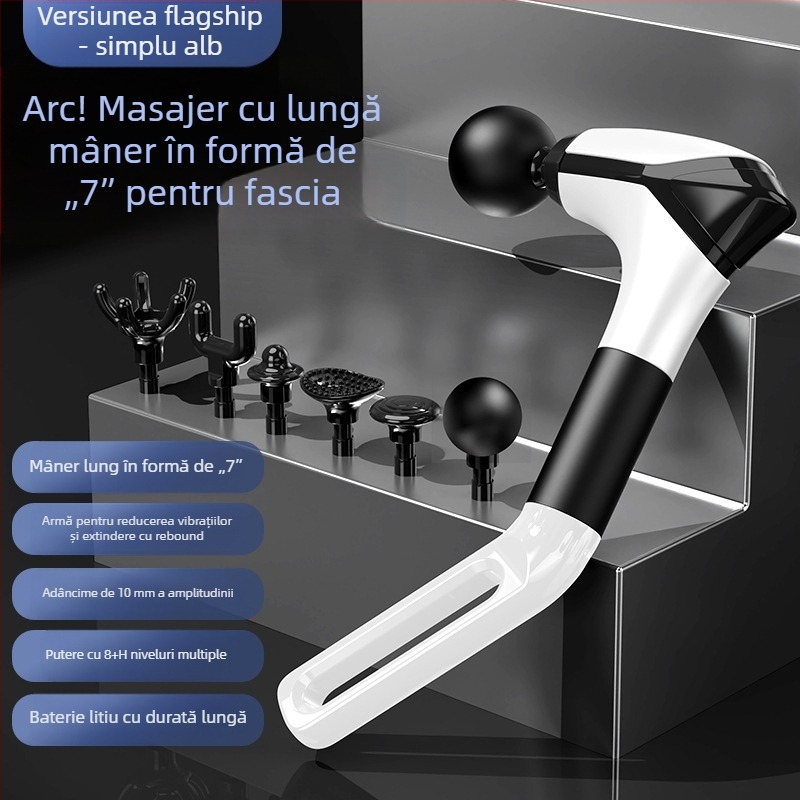 Masaj fascial cu atașament pentru gât, vibrații de înaltă frecvență, 6 capete de masaj, afișaj LCD, 5+ viteze, zgomot sub 36 dB