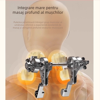 Masaj cervical wireless cu acțiune de frământare, compresie caldă și terapie cu infraroșu, 6 capete, model reîncărcabil 106