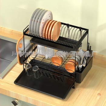 Raft dublu pentru scurgerea vaselor – sârmă de fier, stil modern minimalist, organizator pentru farfurii și boluri