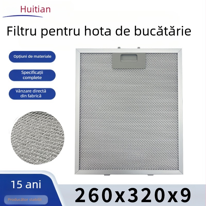 HT01 Filtru de hotă european, cu plasă de separare a uleiului din aluminiu, 170 g