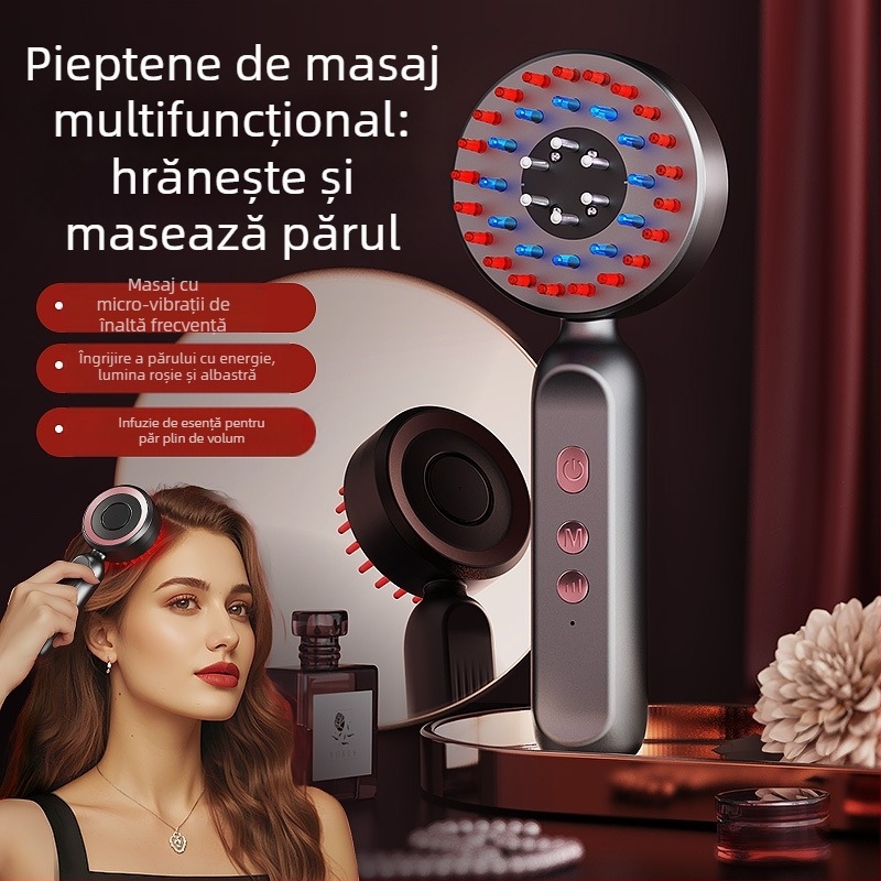 Pieptene pentru masajul scalpului, alimentare USB, vibrație, 3 trepte, model KX-330