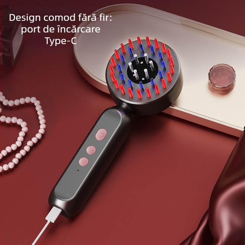 Pieptene pentru masajul scalpului, alimentare USB, vibrație, 3 trepte, model KX-330