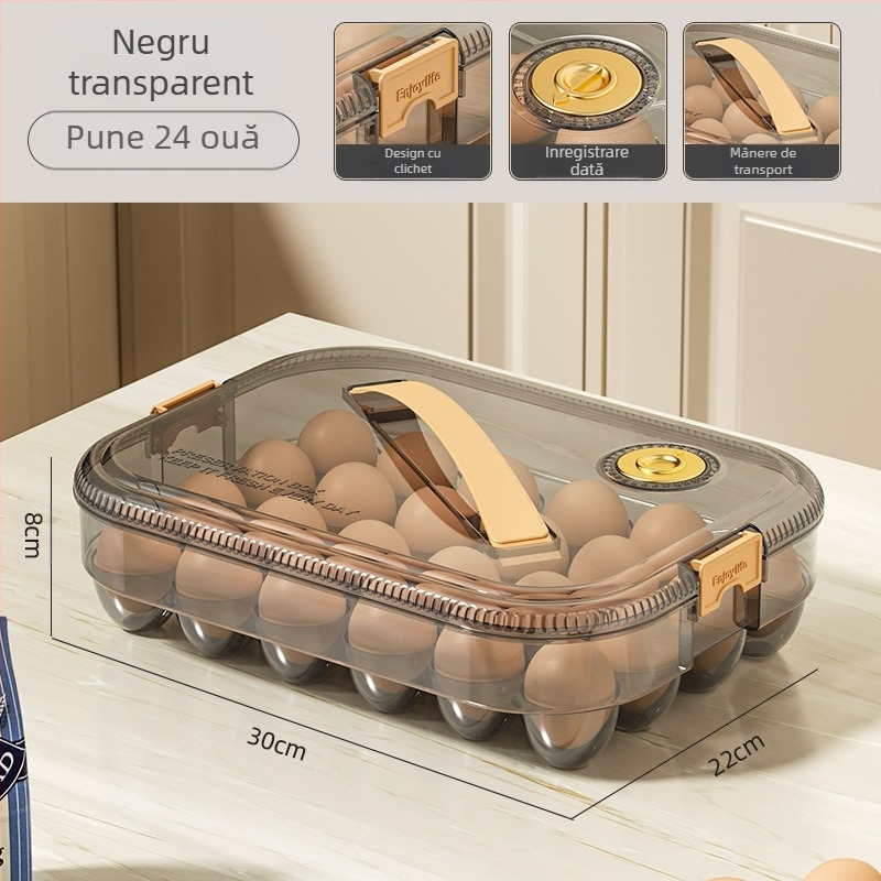 Cutie pentru ouă pentru frigider – plastic simplu, organizator de ouă, menține ouăle proaspete, sigilată