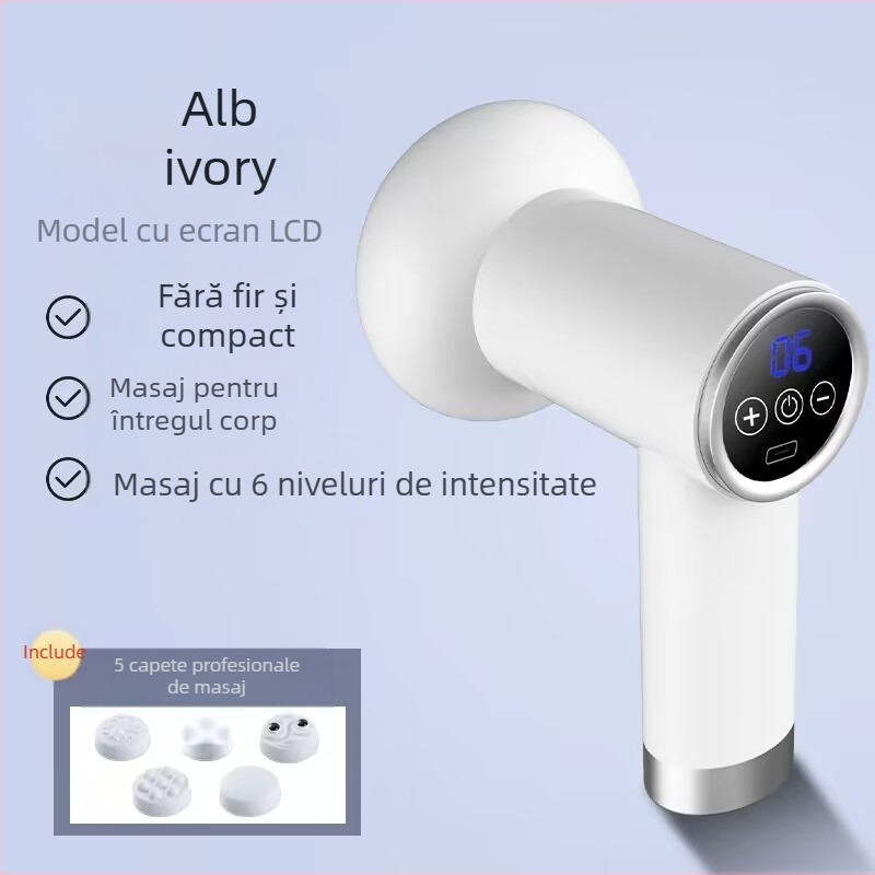 Masajer portabil reîncărcabil, cu 4 trepte, 4 capete de masaj, pentru talie, șolduri, picioare și spate