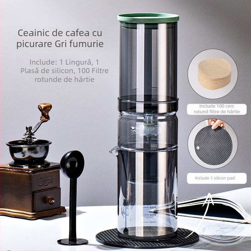 Cană de cafea din sticlă borosilicat pentru ice-drip cafea și ceai cold-brew (lansare 2024, personalizare disponibilă, etichetă privată licențiabilă)
