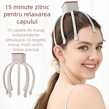 Masaj pentru cap cu vibrații pentru relaxare a scalpului și ajutor la somn – reîncărcabil, complet automat, design multidimensional