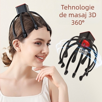 Masaj pentru cap cu vibrații pentru relaxare a scalpului și ajutor la somn – reîncărcabil, complet automat, design multidimensional