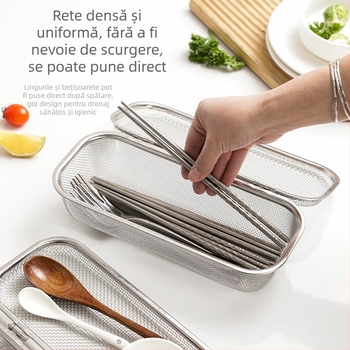 Cutie pentru tacâmuri din oțel inoxidabil 304 cu plasă – instrument de bucătărie multifuncțional, stil modern minimalist, aria de utilizare 20811779027