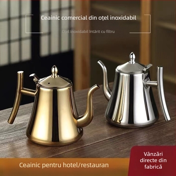 Weiyacang ceainic din oțel inoxidabil îngroșat, cu filtru, fund plat, potrivit pentru ceai, cafea și apă rece